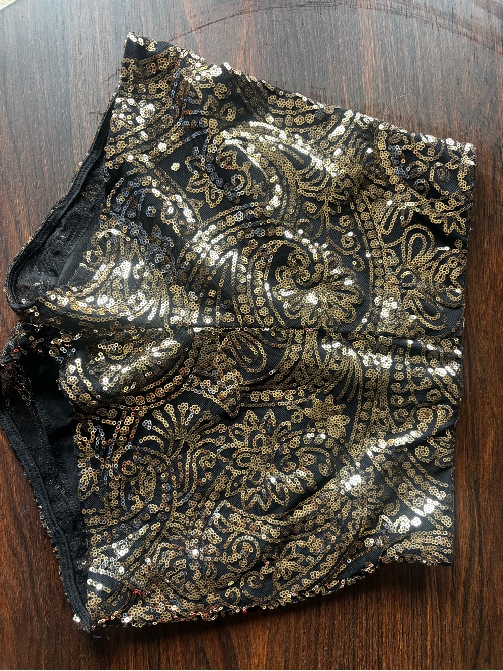 Black & Gold Sequin Boyshorts - Women Intimates